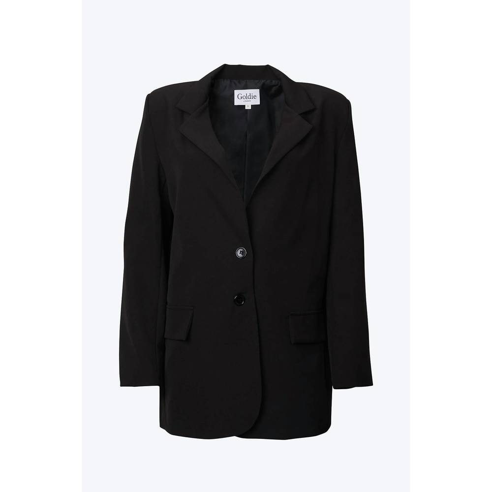 NEW GOLDIE LONDON oversized single-breasted twill crepe blazer in black